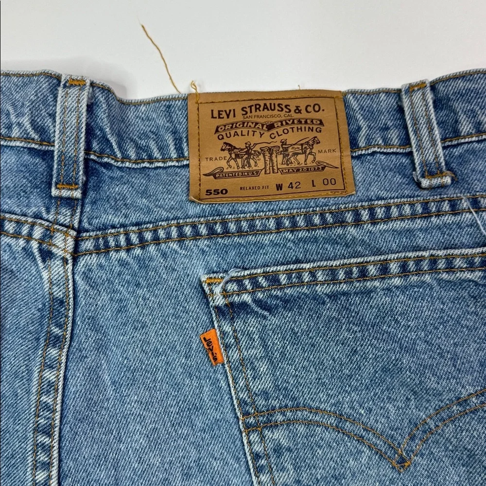 Vintage Levi's 550 Denim Shorts Orange Tag Size 42